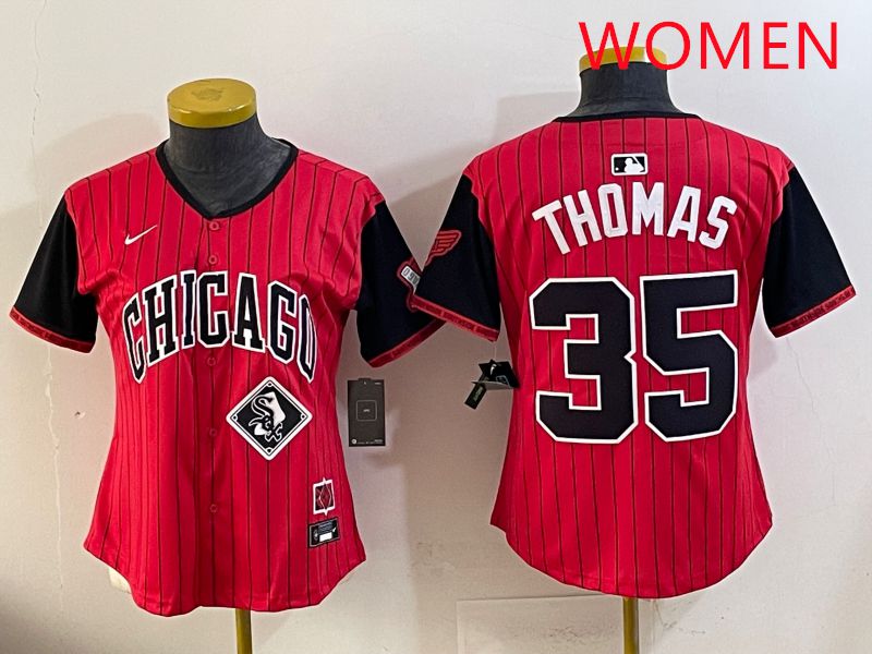 Women 2025 Chicago White Sox #35 Thomas Red Joint Name Nike MLB Jersey style 15